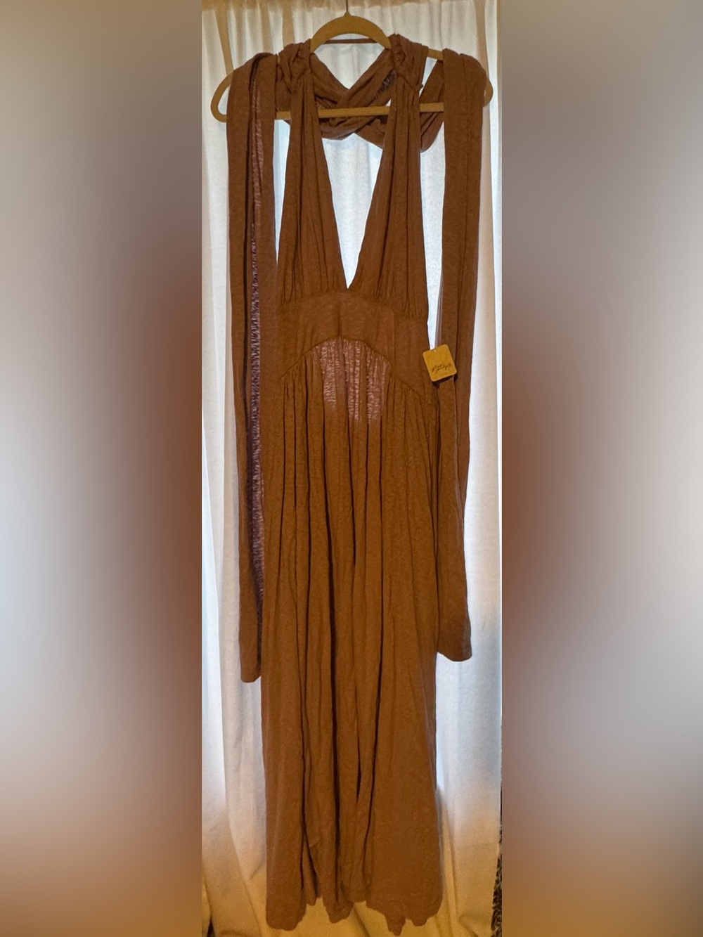 Free People light Beige Maxi Dress with Wrap Details